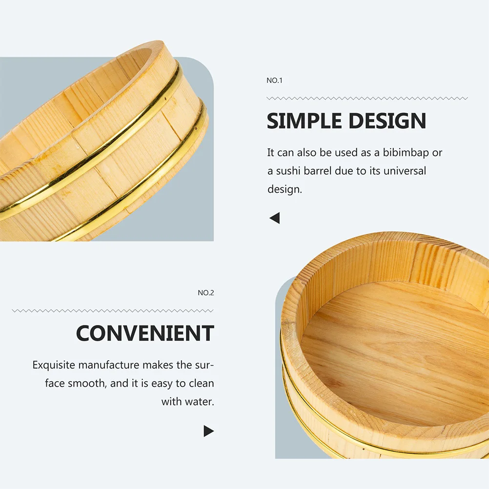 

Sushi Rice Bowl Bucket Wooden Food Container for Restaurant Home Picnic Japanese Sushi Serving Storage Barrel Kitchen