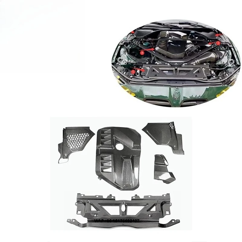 Dry Carbon Fiber Engine Cover Trim Battery Cover Kit for G80 M3 G82 G83 M4