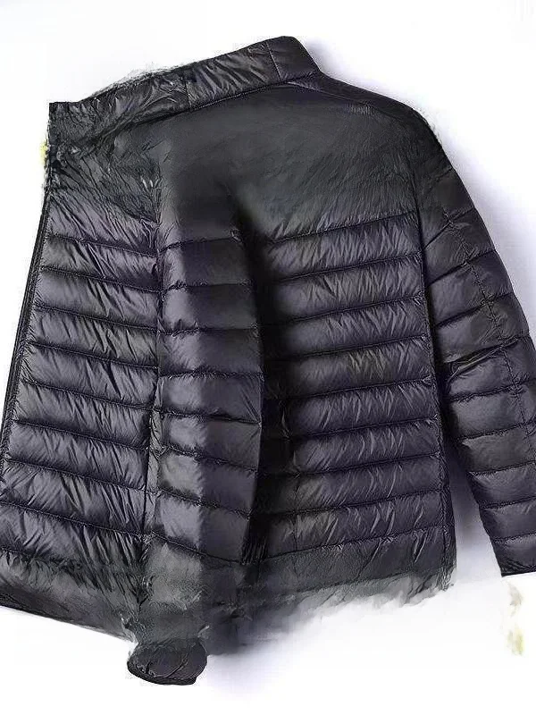 

Легкая пуховая хлопковая куртка для мужчин с коротким воротником и капюшоном, осенне-зимняя верхняя одежда, облегающая длинная модная молодежная мода