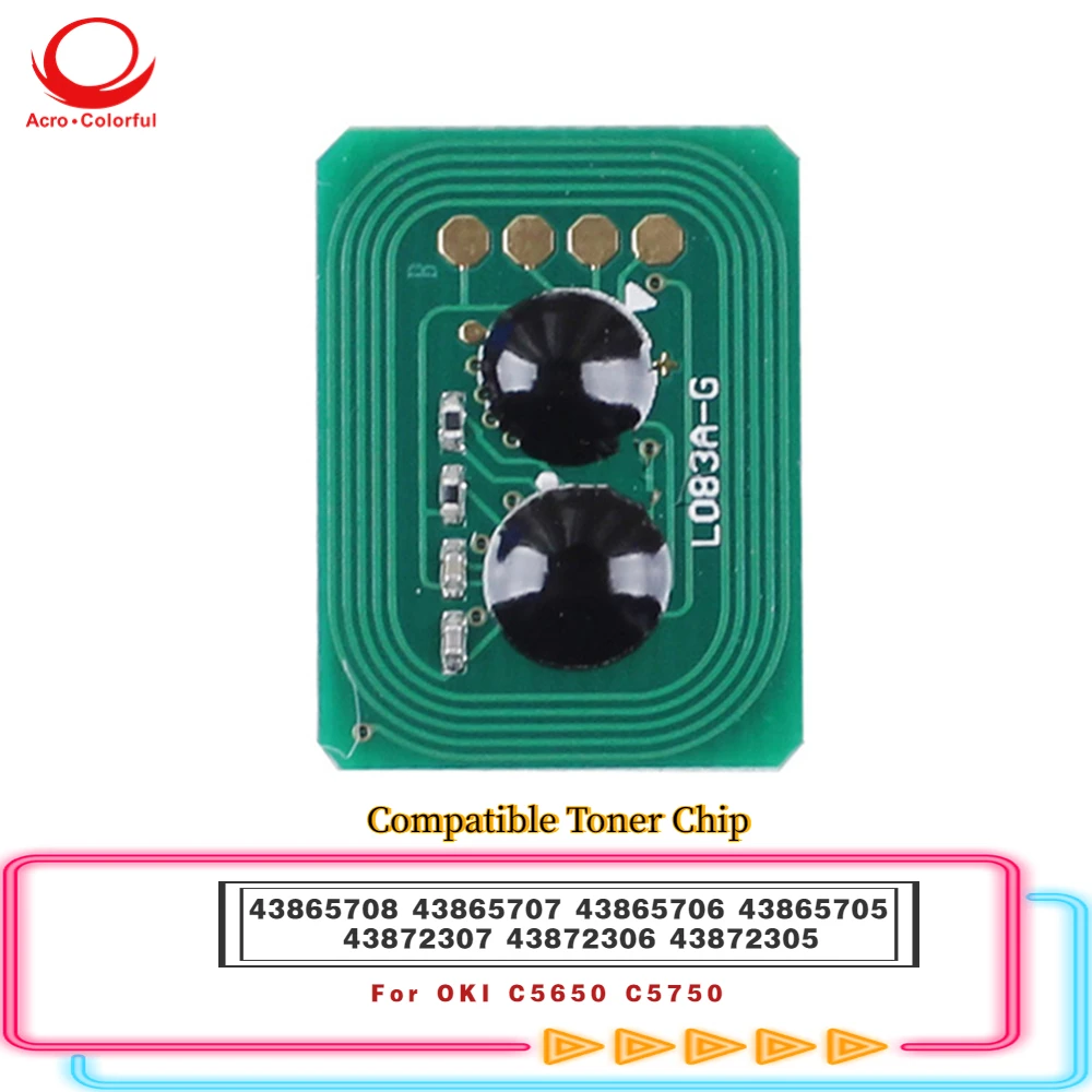 43865708 43865707 43865706 43865705 Toner Chip For OKI C5650 C5750 Laser Printer Copier Cartridge Refill