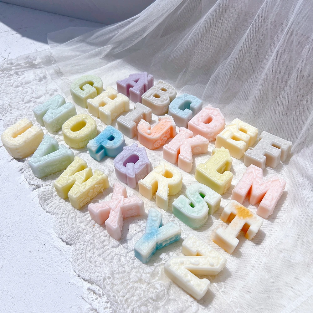

26 Gingerbread Alphabet Letters Candle Silicone Mold 10 Numbers Figure Resin Cement Plaster Mold for Birthday Christmas Ornament
