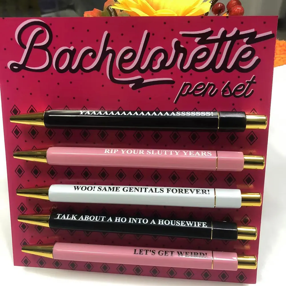 

5PCS Funny Bachelorettes Ballpoint Pens Simple Sturdy Stationery Pen For Adult Teens Children