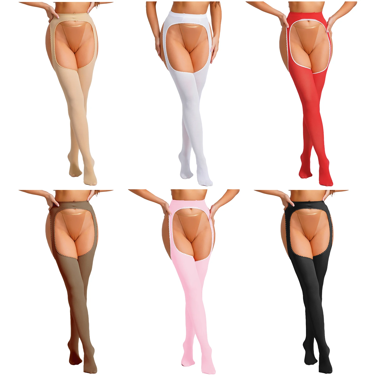 Damskie elastyczne, seksowne rajstopy w jednolitym kolorze, legginsy z wycięciem w kroku, pończochy z bocznymi szelkami, body z nogawkami, erotyczna bielizna nocna na randkę.