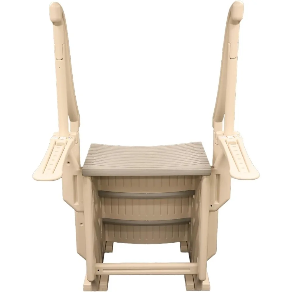 ขั้นตอนสระว่ายน้ําฝังพื้นแบบหล่นเข้าโค้ง 3 ระบบเข้าบันไดพร้อมราวจับ 2 อันและขายึดแบบปรับได้ - ขั้นตอนฐาน, Tr สีเทา