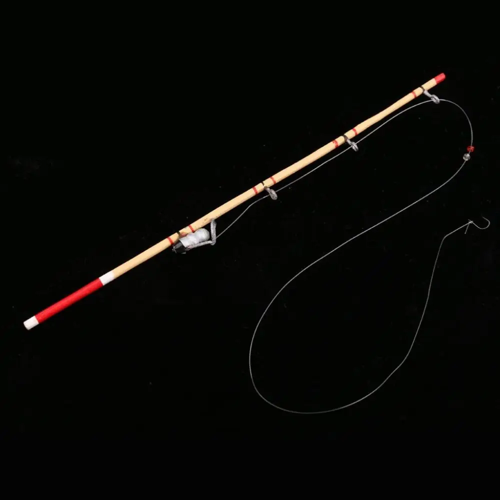 Trendy 17.5cm Miniature Fishing Tool Decorative Fishing Rod Dollhouse Accessories