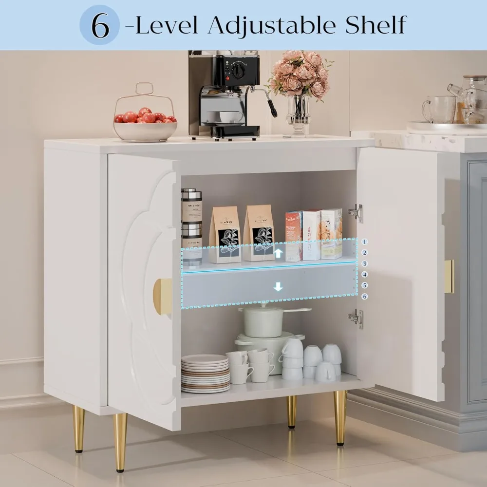 خزانة تخزين، خزانة حديثة مع أبواب بنمط زهور مزخرفة، خزانة بوفيه جانبية للممر والمعيشة