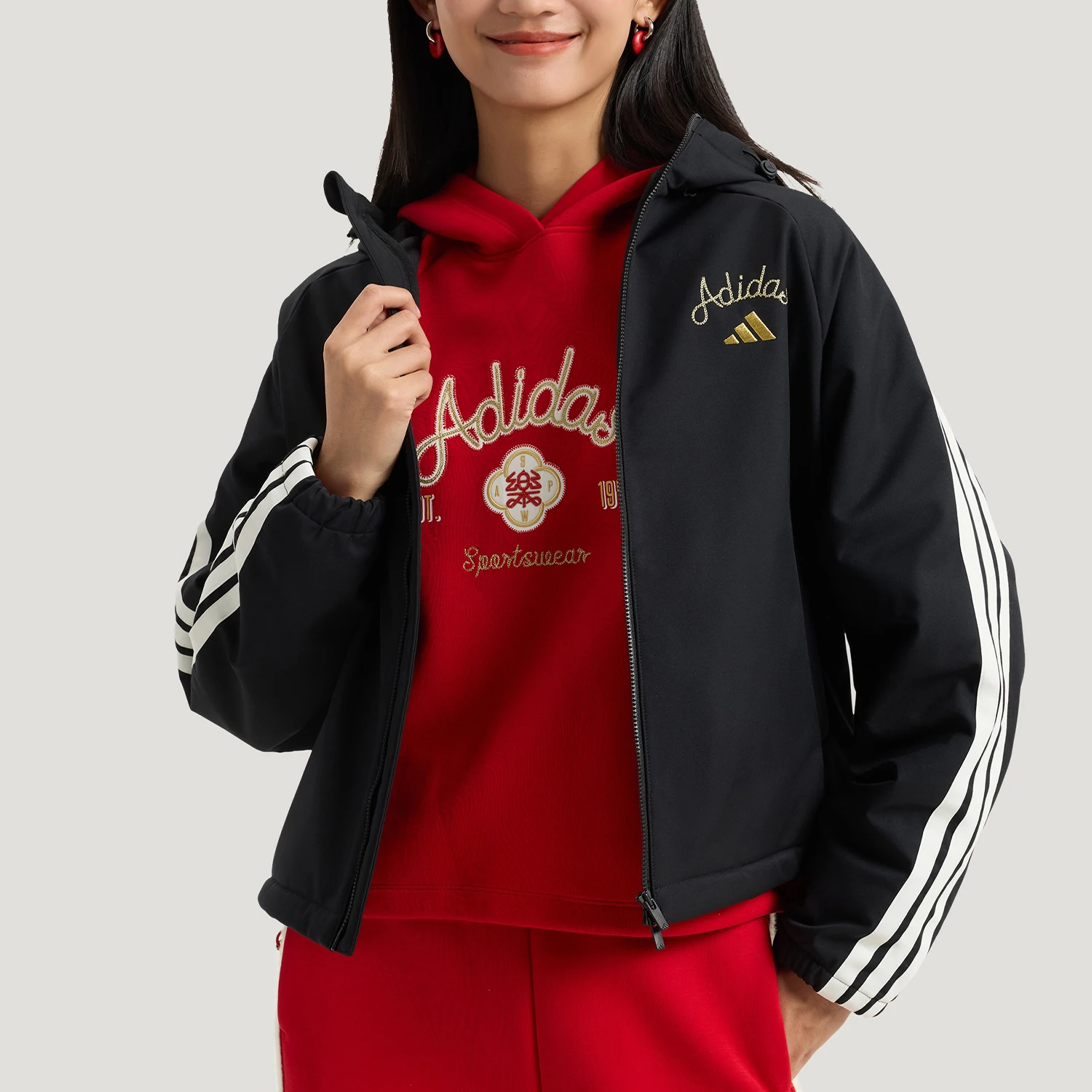 Adidas Originals Women's Hooded Durable Embroidered Jacket KU8973