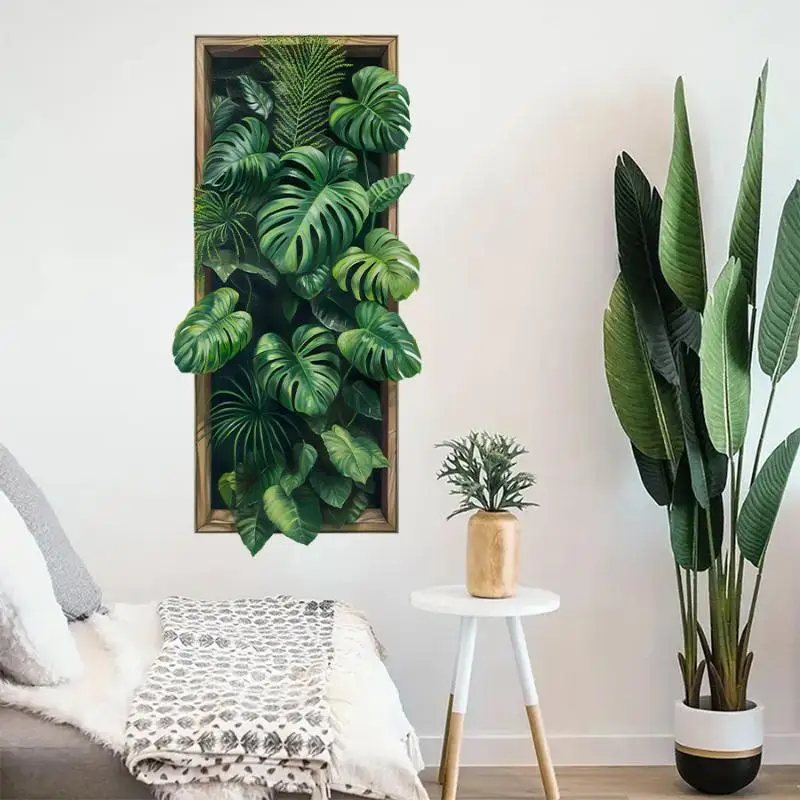 Green Plant Wall Sticker Creative Nordic Sticker Living Room Bedroom Monstera Leaf Decal Self-Adhesive House Decoration