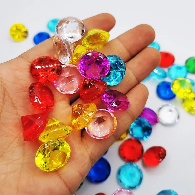 50 Uds. De joyas de diamantes con gemas de cristal, Cofre del Tesoro, confeti pirata, centro de mesa para fiesta de cumpleaños, decoración del hogar DIY, regalo, Festival de boda