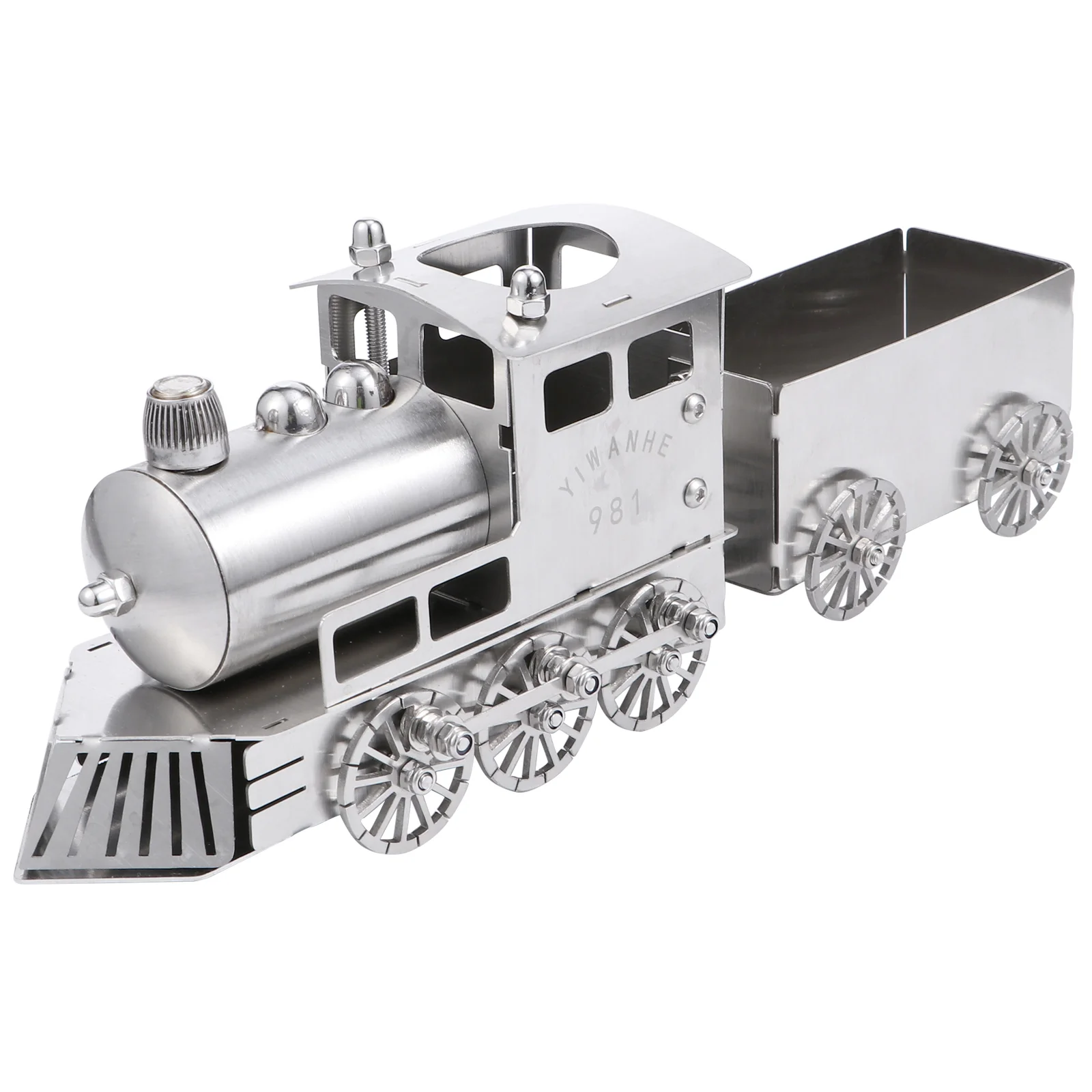 Steam Locomotive Engine Model Train Vintage Car Decor Desktop Decoration Stainless Steel