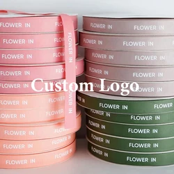 Personalized Grosgrain Ribbon Roll Custom Logo Text Name Print Florist Gift Packaging DIY Handmade Tape Wedding Supplies Decor