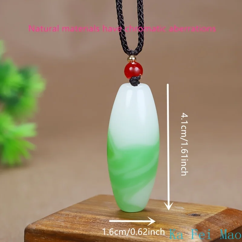 1pc Genuine Jade Pendant Fashion Casual Charm Green Hand-polished Feng Shui Peace Men and Women Jade Necklace Holiday Gift