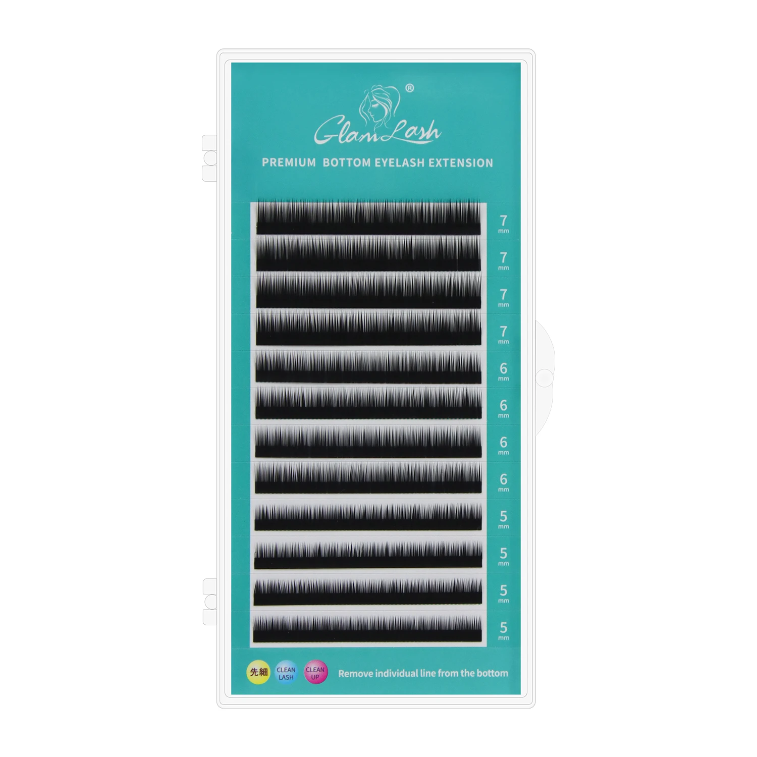 GLAMLASH Bottom Lashes 5mm 6mm 7mm J/B/C Curl Under Eyelashes Lower Individual Lashes Natural Short False Mink Eyelash Extension