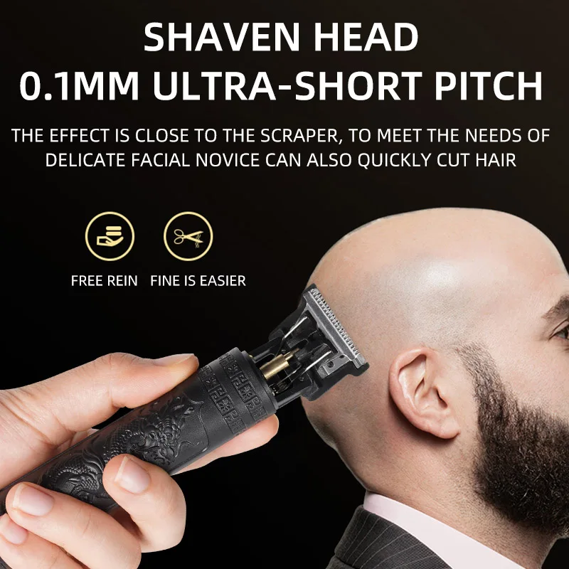 Haircut Razor for Men Rechargeable Clipper Shaver Adult Electric Vintage Clipperrazor Home USB Charging Barber Shop Black Dragon