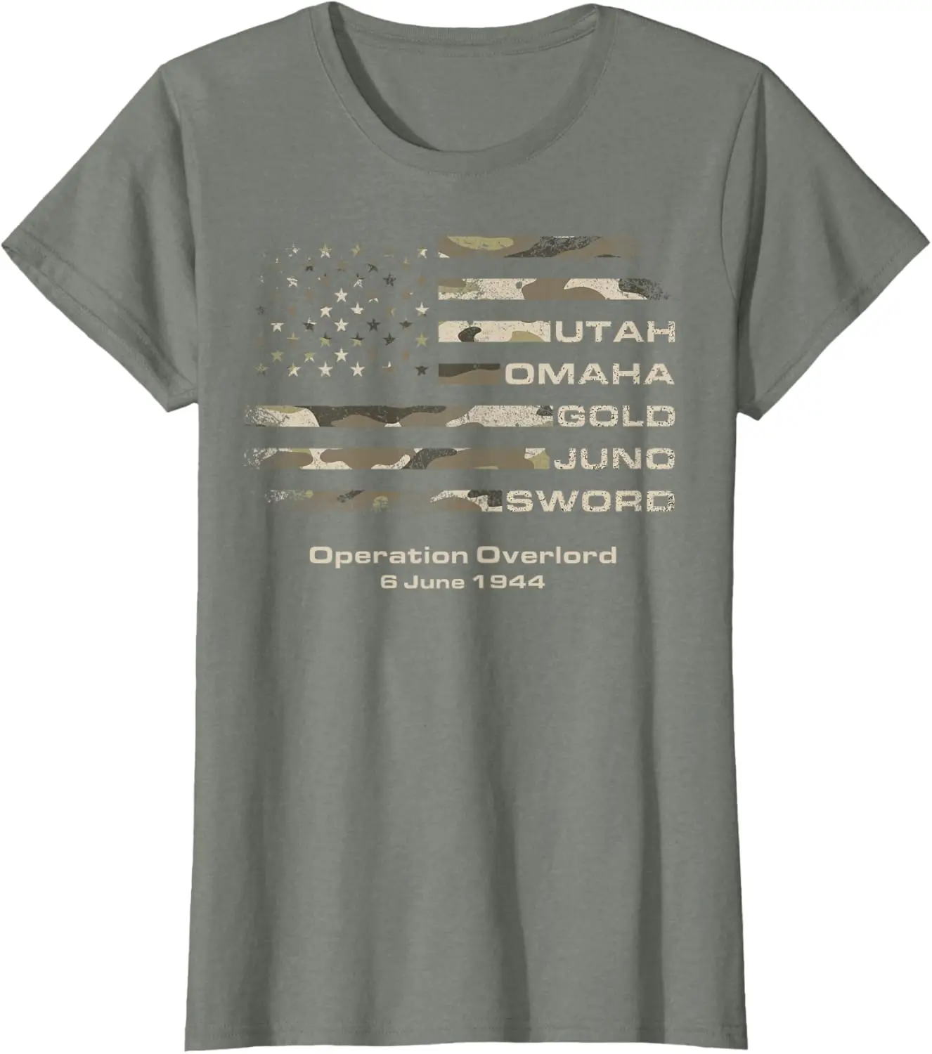 D-Day 82nd Anniversary Normandy D-Day Beaches USA Camo Flag T-Shirt Cotton Women Men Summer Short Sleeve Tee Graphic T Shirts view 6
