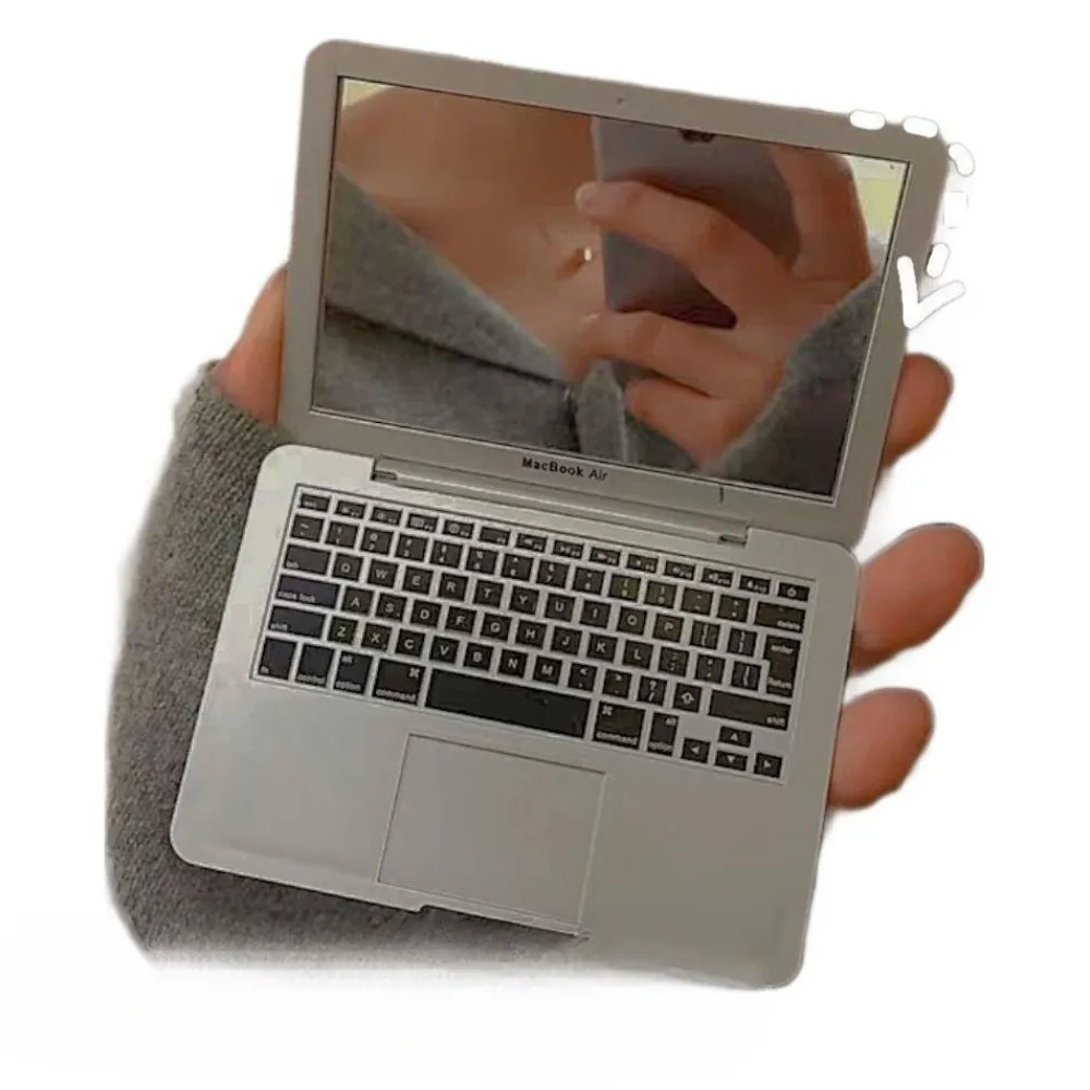 Prata notebook macbook ar computador compõem espelho de maquiagem portátil dobrável estudante compacto bonito espelho de bolso portátil
