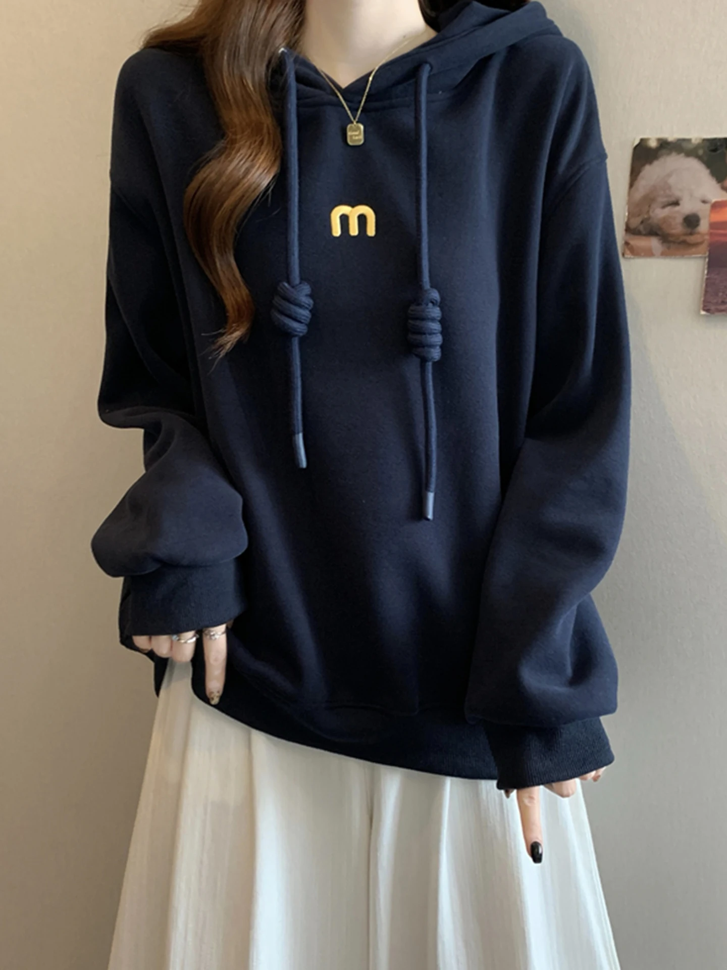 

Women's Oversized Long Sve Hoodie Letter Embroidery Casual Versatile Slimming Loose Fit Autumn Faion Comfortable Top