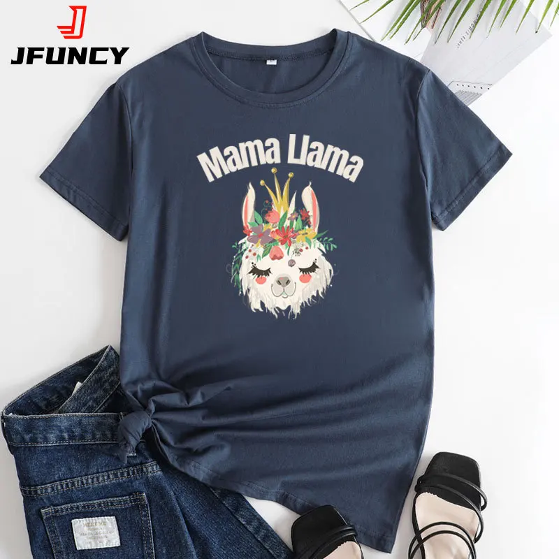 

JFUNCY Short Sleeve Tees Women T-shirts Summer 2024 Graphic T Shirts New Woman Tshirt Female Clothing Women's Cotton Tops