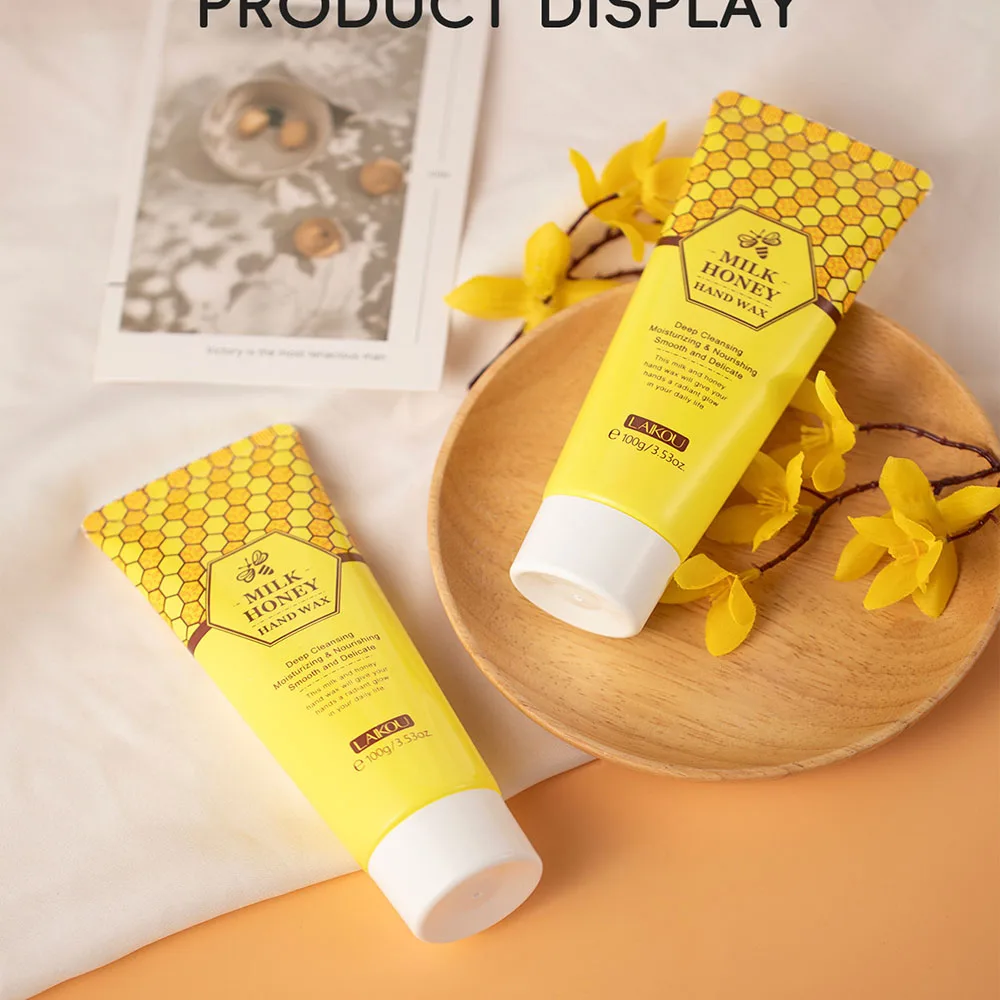 

LAIKOU Milk Honey Hand Wax 100g, Peel Off Moisturizing Nourishing Hand Mask for Dry Hands, Hydrating Exfoliating Hand Care