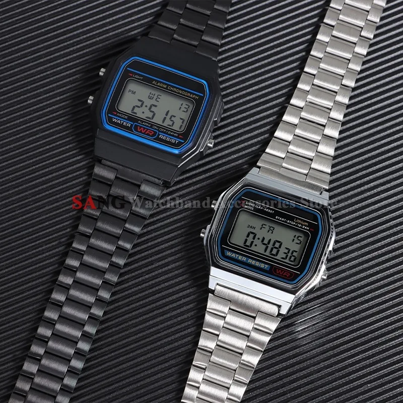 for Casio F-91W Stainless Steel Watchband for SGW400 F84 F105/108/A158W/168 AE1200/1300 Men Women Metal Bracelet Belt 18mm Strap