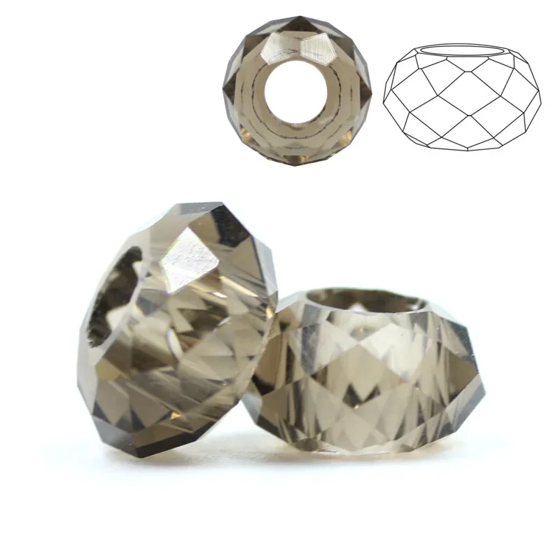 Crystal Beads 20Pcs Large Hole 8x14mm Big Hole Faceted Glass Round Spacer Beads for Charm Bracelets Making DIY Wholesale In Bulk