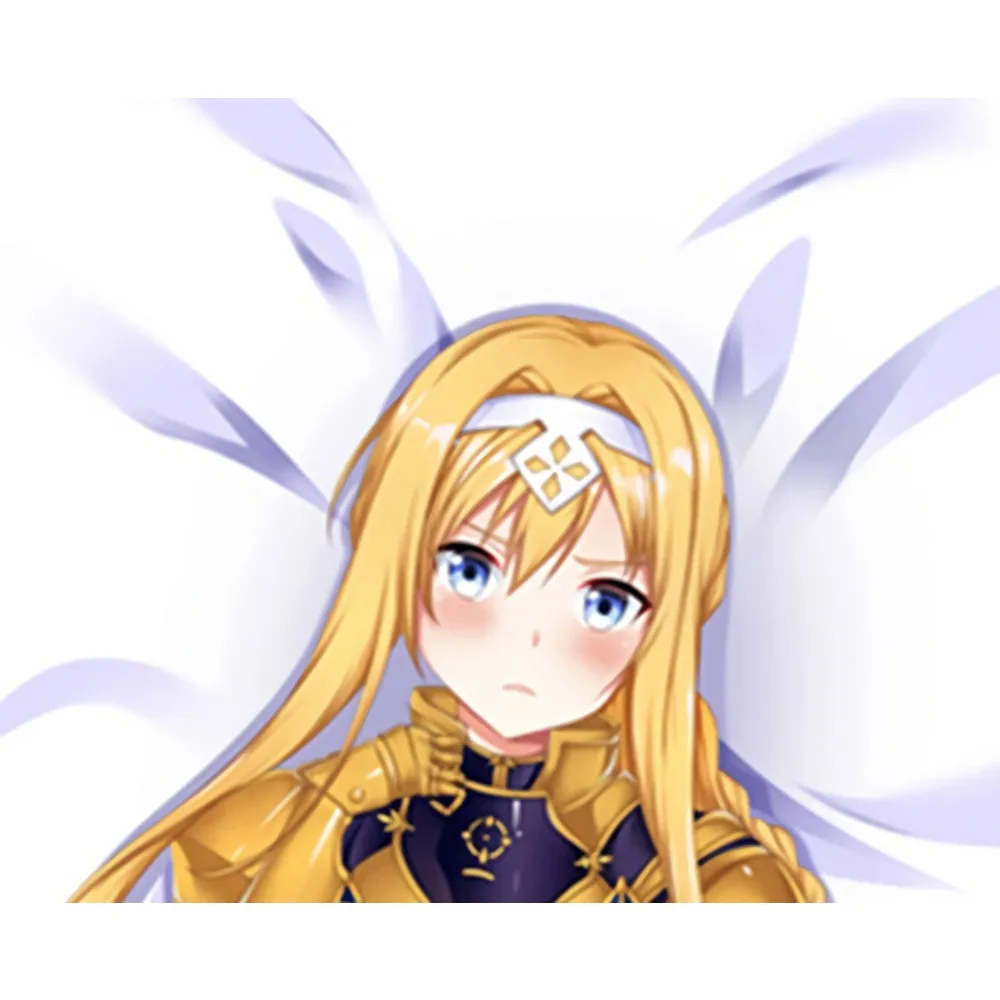 Alice Zuberg Dakimakura Pillowcase Blonde Long Hair Straw Hat Girl Peach Skin Cushion Cover