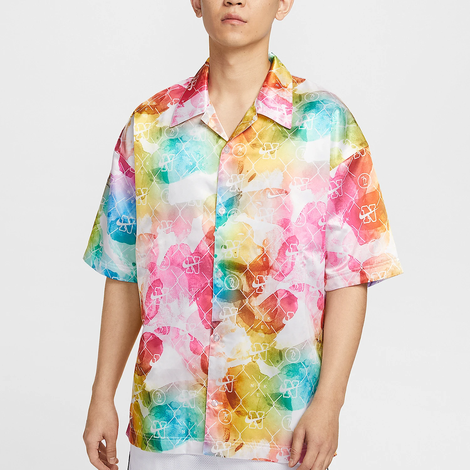 

Nike genuine Dri FIT men's basketball fashionable printed short sleeved shirt HJ4218-645