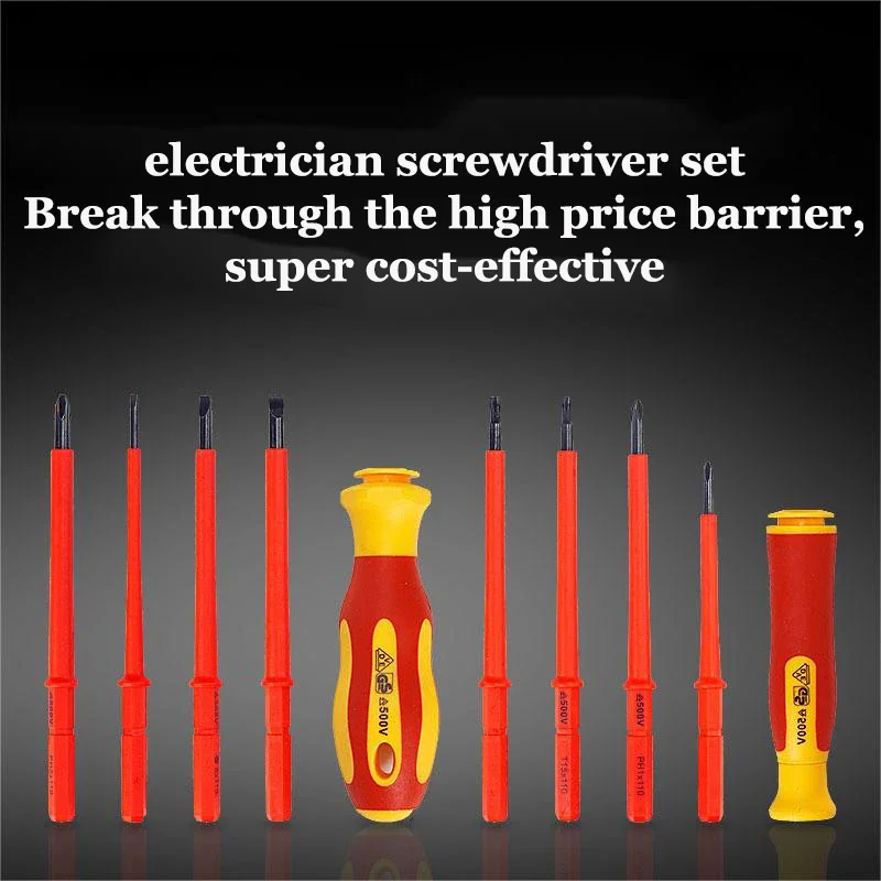 

10-in-1 Replaceable Insulated Screwdriver Set, Torx Head, Flat Head, 2 Handles, with Storage Bag, Repair Tools