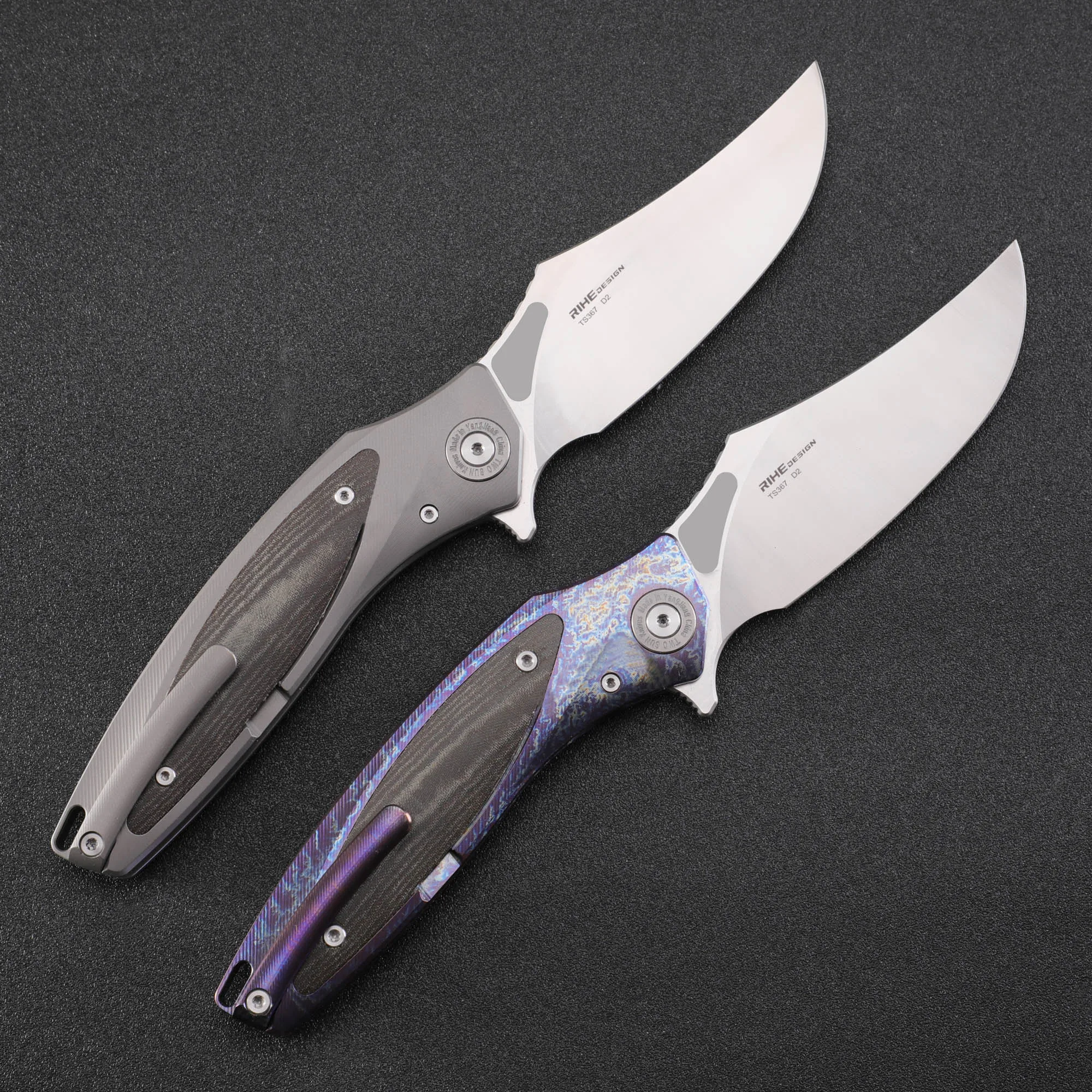 TOW SUN TS367 Tactical Folding knife Pocketknives D2 Steel Titaniu Handle Pesonal Defense Outdoor Hunting Hiking Camping EDC