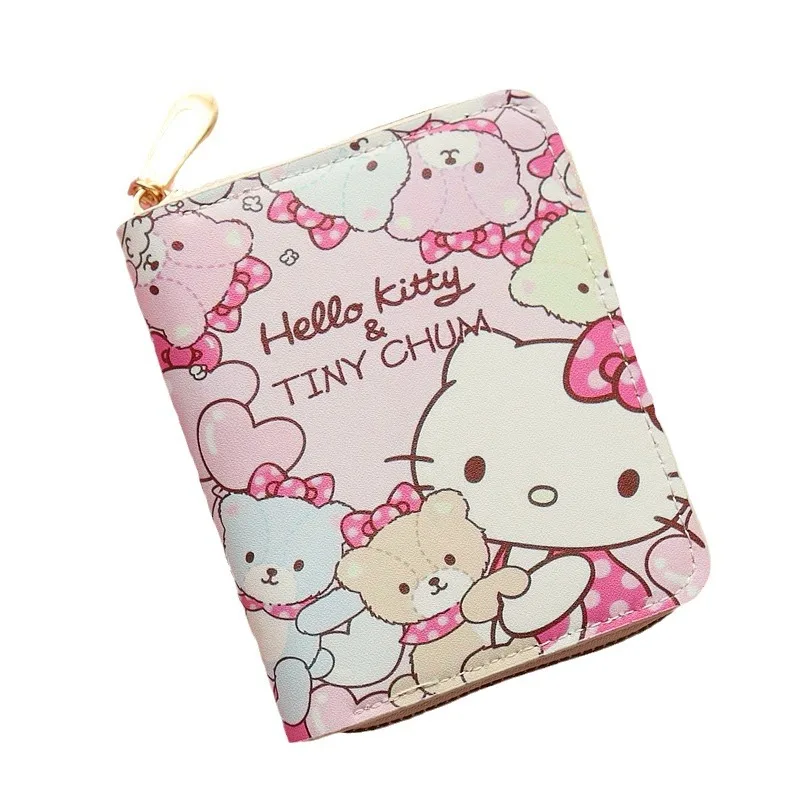 Sanrio New Short Wallet Anime Cute Cartoon Student Mini Zipper Women Fashion Kitten Mini Wallet image 5