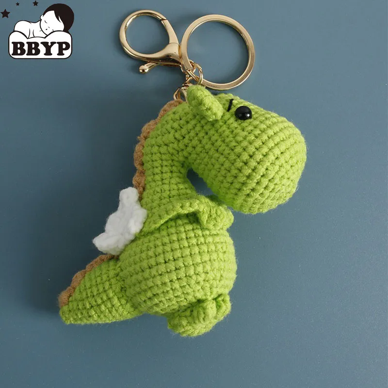 

Cute Flying Dinosaurs Cartoon Mini Hand Knitted Car Keyring Lovely Backpack Handbag Pendant Couple Keyholder