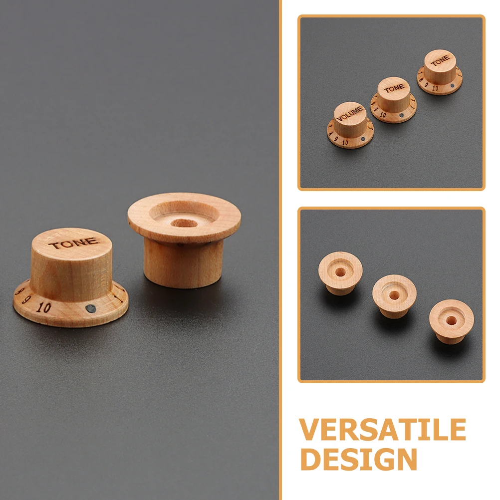 

3pcs Guitar Knob Electric Tone Replacement Bass Volume Control Accessories Wood replacement control useful bass caps electric