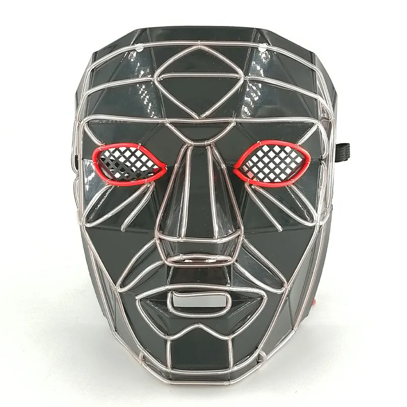 Halloween LED Leuchtmaske, Gruselmaske, Leuchtende EL-Draht-Masken für Festival-Partygeschenke, für Männer, Frauen, Erwachsene – Detail 6