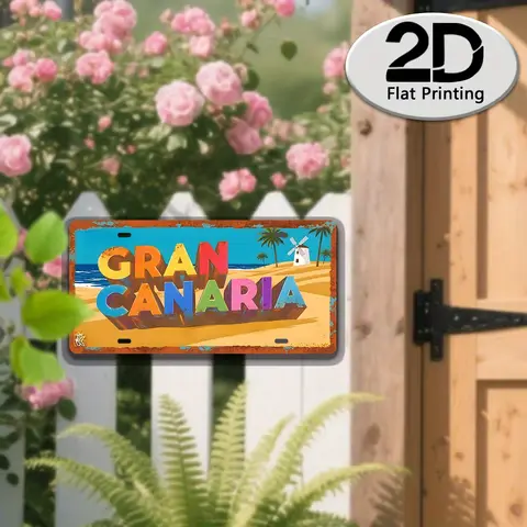 AL Gran Canaria License Plate Sign - Vintage Durable Metal Plaque Wall Decor, Home Office Bar Man Cave Wall Art