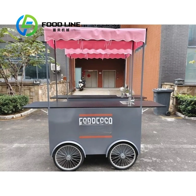 Customized Mobile Multifunction Slush Coffee & Ice Cream Hand Push Cart for Commercial Street Fair Park & Event Sale