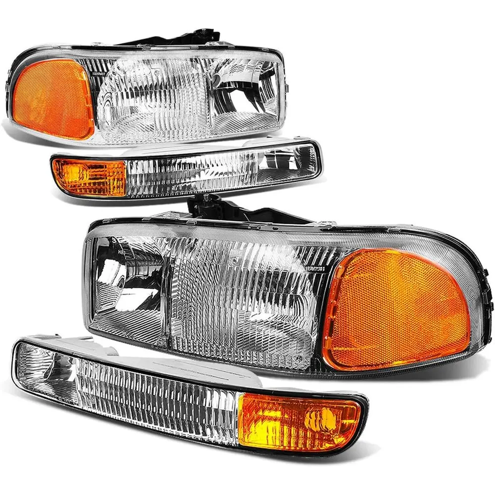 

Amber LED Headlights for 99-07 Sierra Yukon, 4P Chrome Housing OEM Style