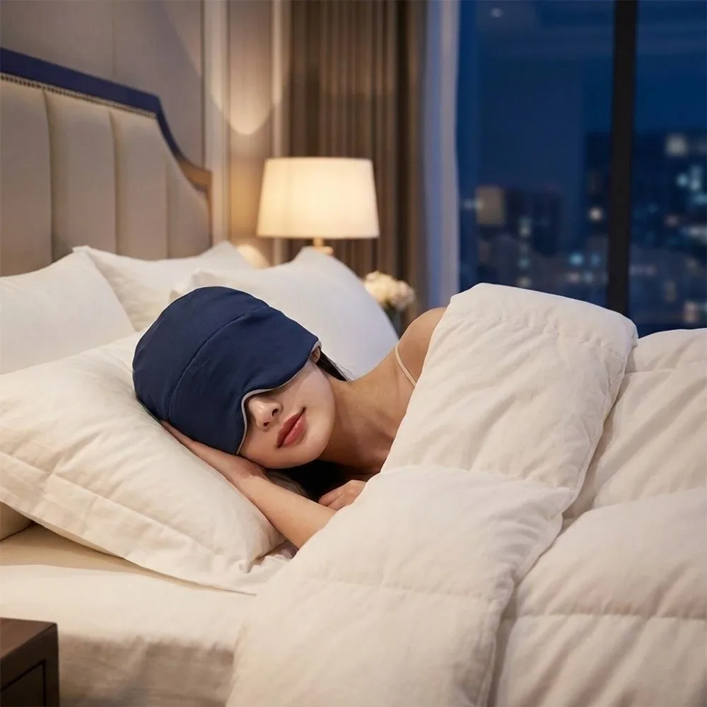 2IN1 Microgravity Deep Sleep Cap Light Blocking Breathable Sleep Eye Mask Gentle Pressure Air Conditioning Blackout Sleep Mask