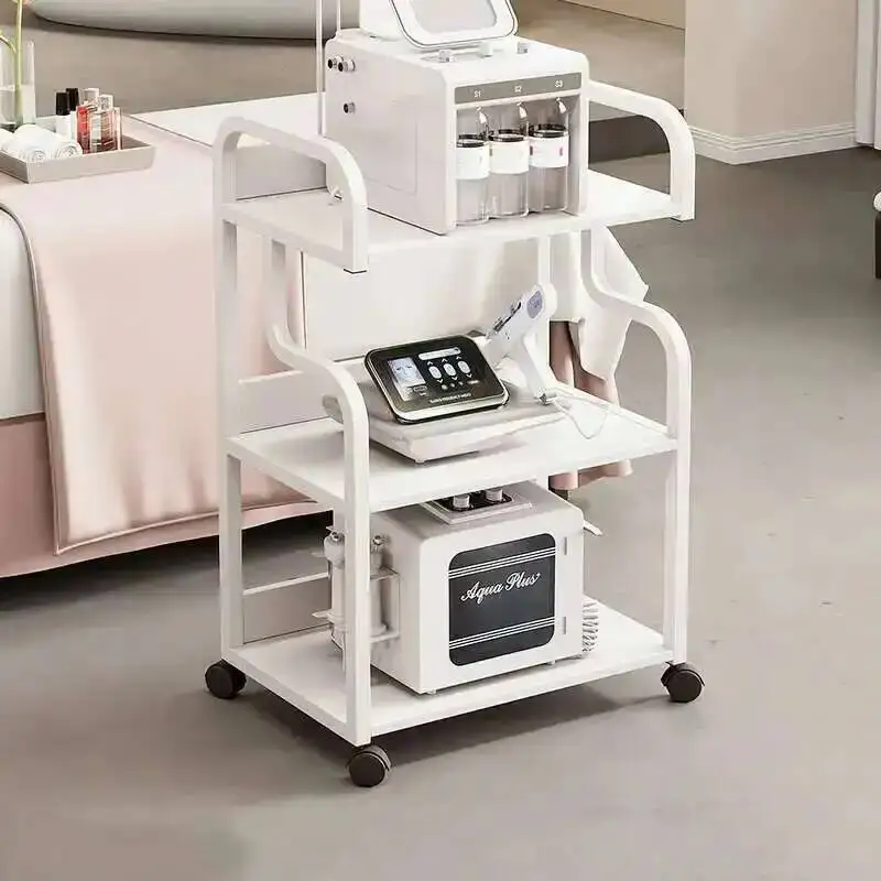 

Cart Salon Tray Beauty With Wheels Storage Hairdresser Trolley Rollers Aesthetic Auxiliary Spa Equipment Organizer Furniture Car