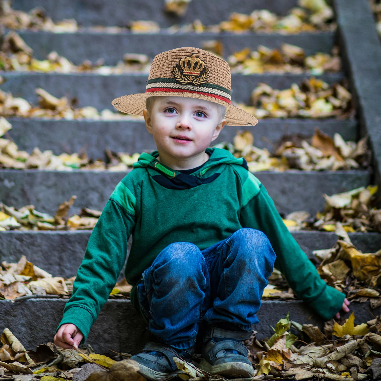 

Kids Straw Hat Spring Autumn Wide Brim Sun Protection Outdoor Play Beach Vacation for Boys Girls 54-56cm Toddler Hat