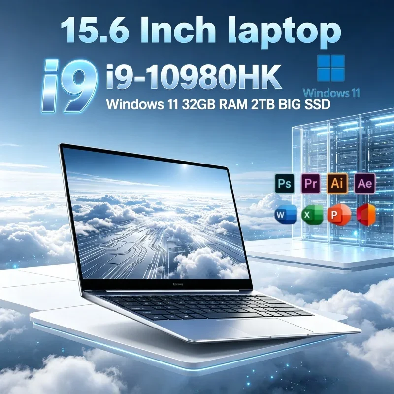 15.6 Inch Ultra Thin Office Laptop Intel I9-10980HK 32GB RAM 2TB Mass Storage SSD Win11 Dual Memory Configuration Notebook