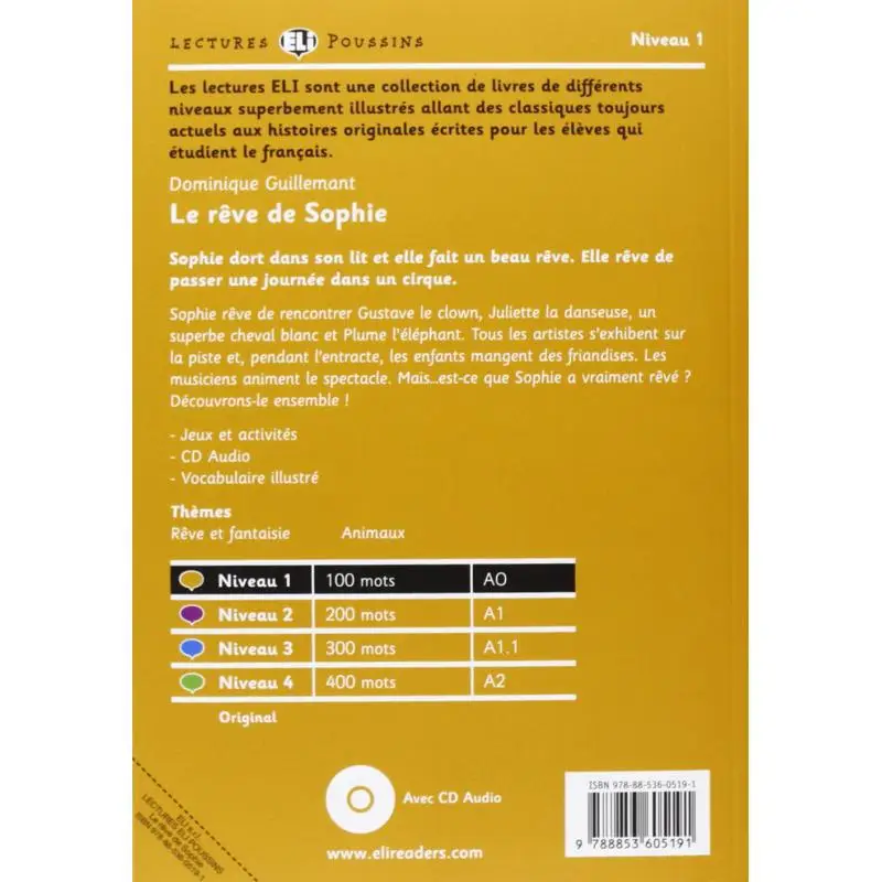 ELI Young Readers French A0 Le Reve De Sophie Dominique Guillemant ELI Publishing Group 9788853605191 Book