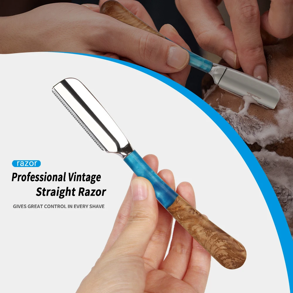 Maquinilla de afeitar recta Baber con mango de madera profesional, soporte para cuchillo de afeitar Manual de aleación de Zinc para Barba, herramientas de depilación de salón, 1 ud.