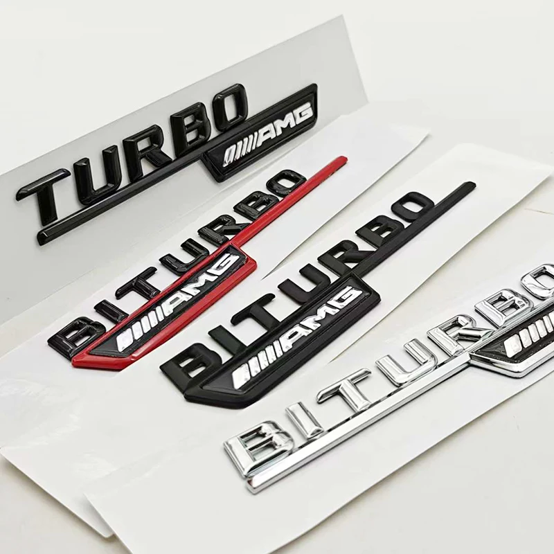 

3D ABS Chrome Black Car Styling Logo Turbo AMG Emblem Fender Side Badge For Mercedes Benz AMG Class Sticker Accessories