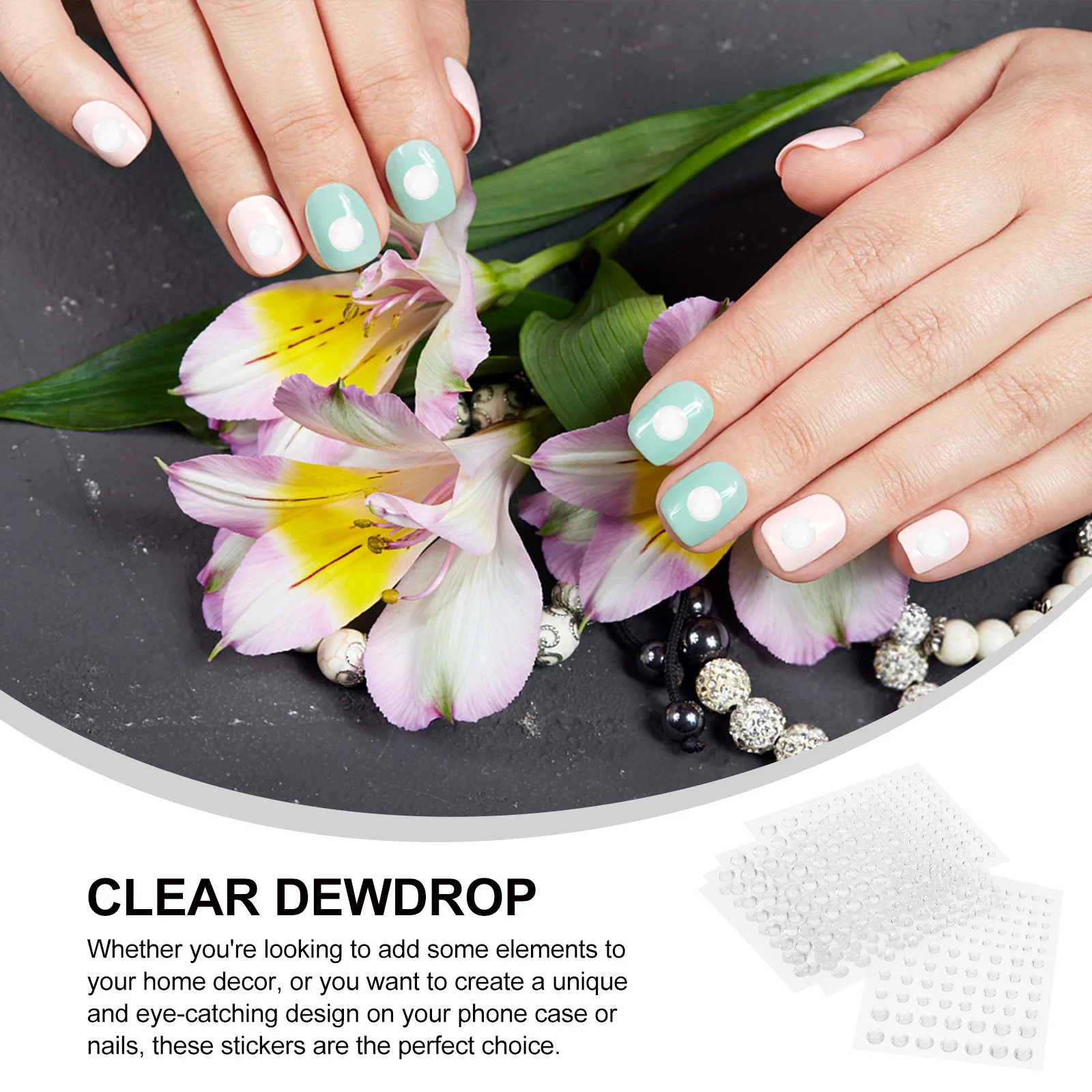 

8 Sheets Realistic Stickers Clear Self Adhesive for DIY Phone Accessories Card Decoration Manicure Nail Hairpin