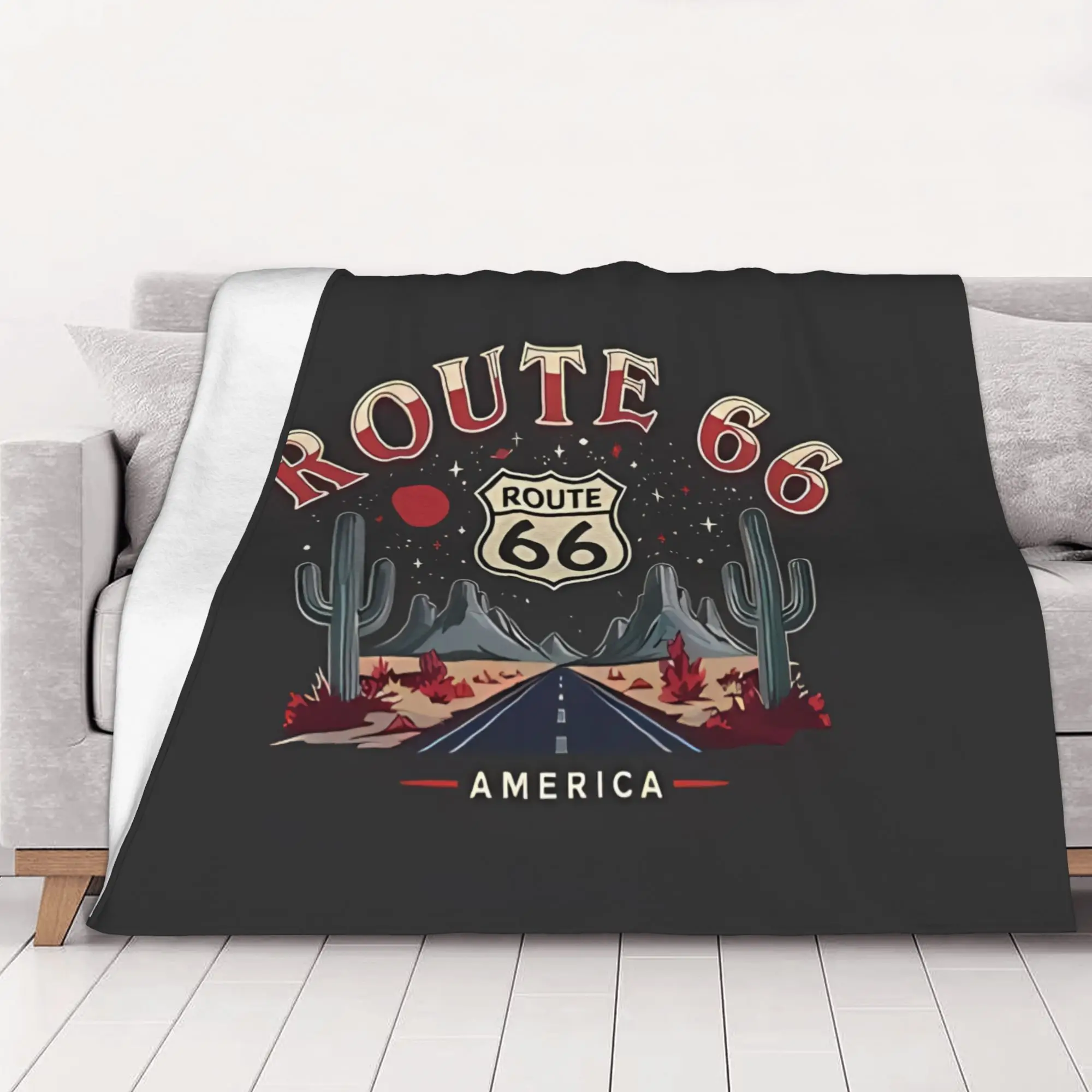 1PC Classic Route 66 home room decorations Winter Blankets for Adults Bedding Home Interior Sofa Knee