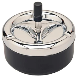 Round Ashtray Windproof Push Down Spinning Metal Ashtray with Cigarette Cigar Smoking Smoke Ashtray Bar Tools