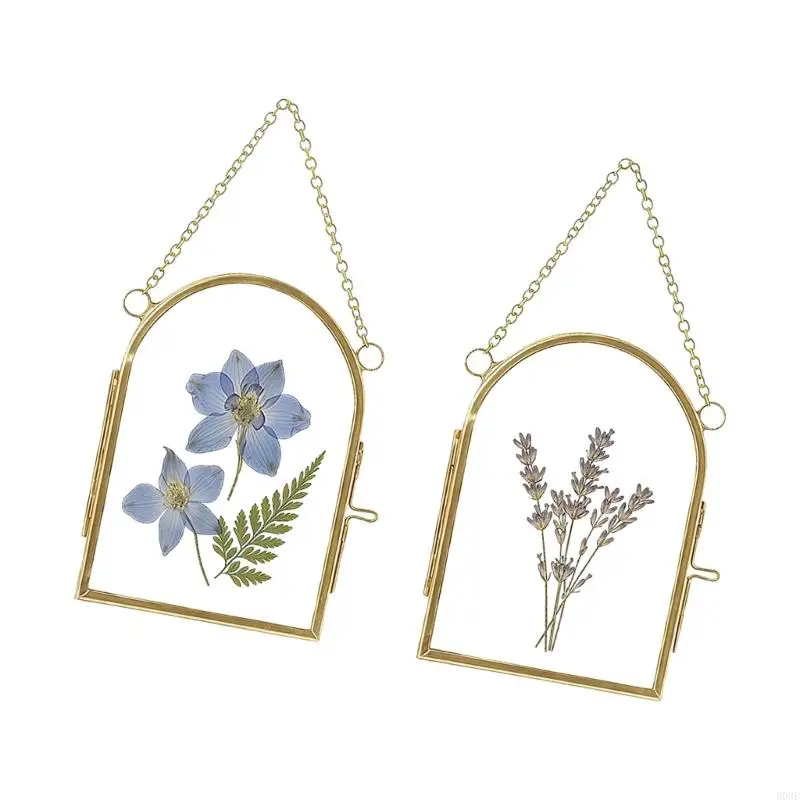 2er-Pack Doppelglasrahmen mit Metallkette für getrocknete Blumen, Pflanzen und Kunstwerke zum Aufhängen an der Wand, B03E – Detail 8