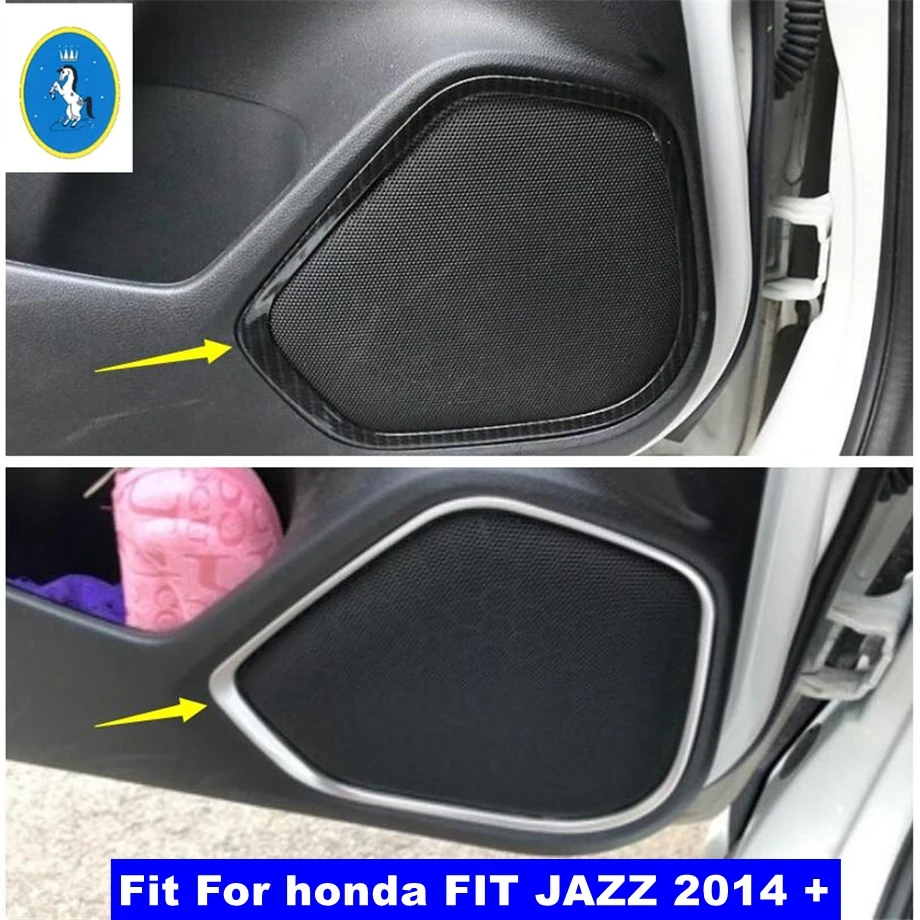 

Carbon Fiber Look Interior Accessories Door Stereo Speaker Audio Loudspeaker Sound Cover Trim Fit For Honda FIT JAZZ 2014 - 2019