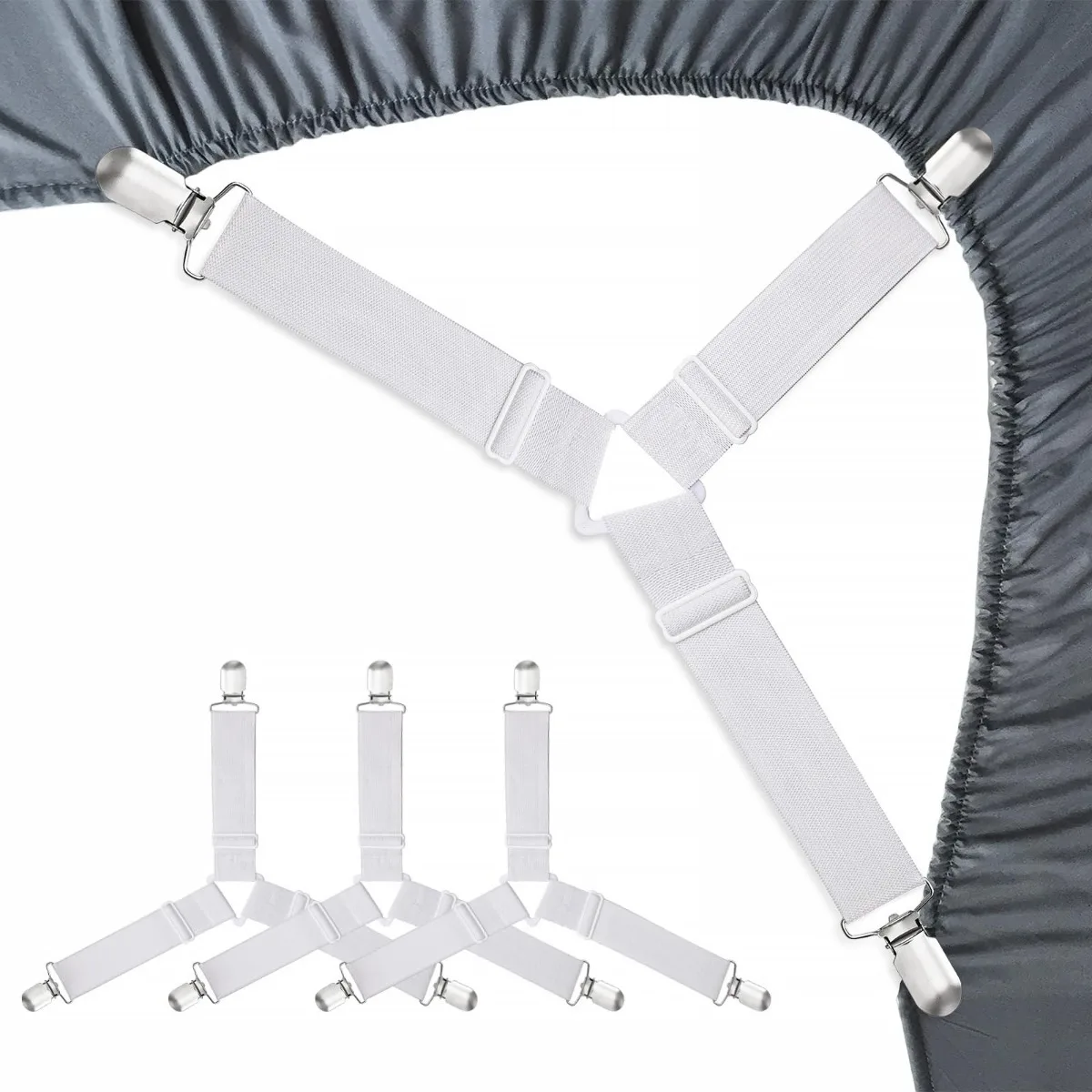 6PCS/8PCS Bed Sheet Straps Upgrade Fitted Bed Sheet Holders for Corners Non Slip Sheet Clips