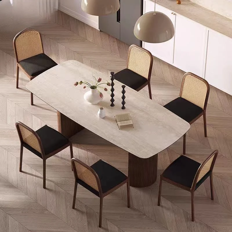 walnut dining table and chairs imported travertine oval minimalist full support composite rock slab dining table